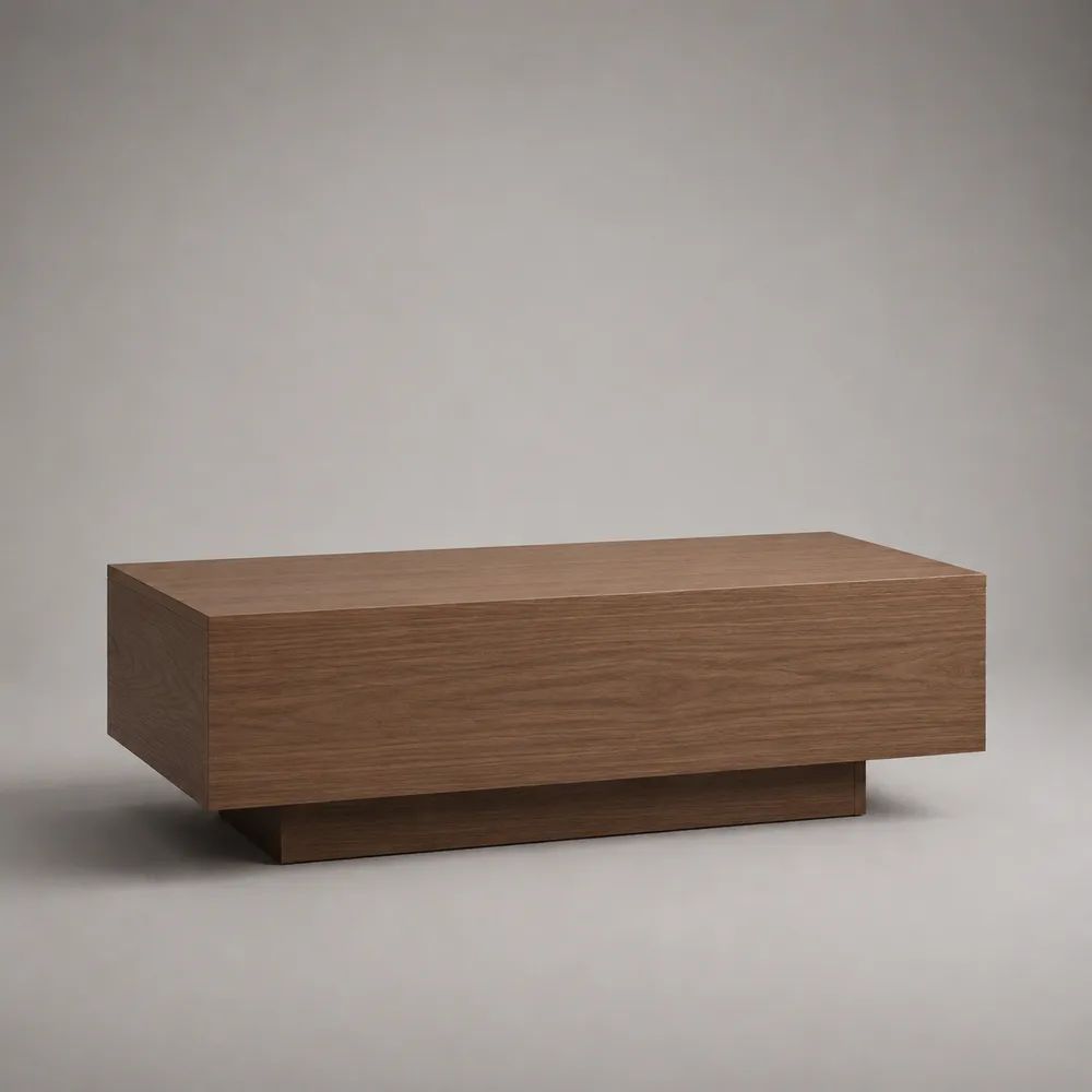 Tavolino da salotto rettangolare in legno marrone noce, 100 x 55 x 40 cm, con base a zoccolo