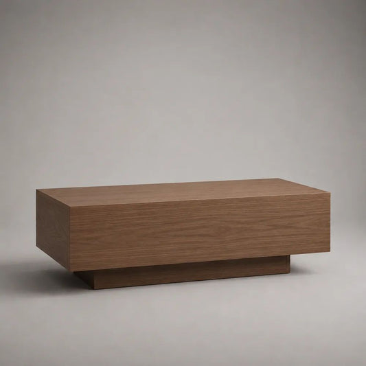 Tavolino da salotto rettangolare in legno marrone noce, 100 x 55 x 40 cm, con base a zoccolo